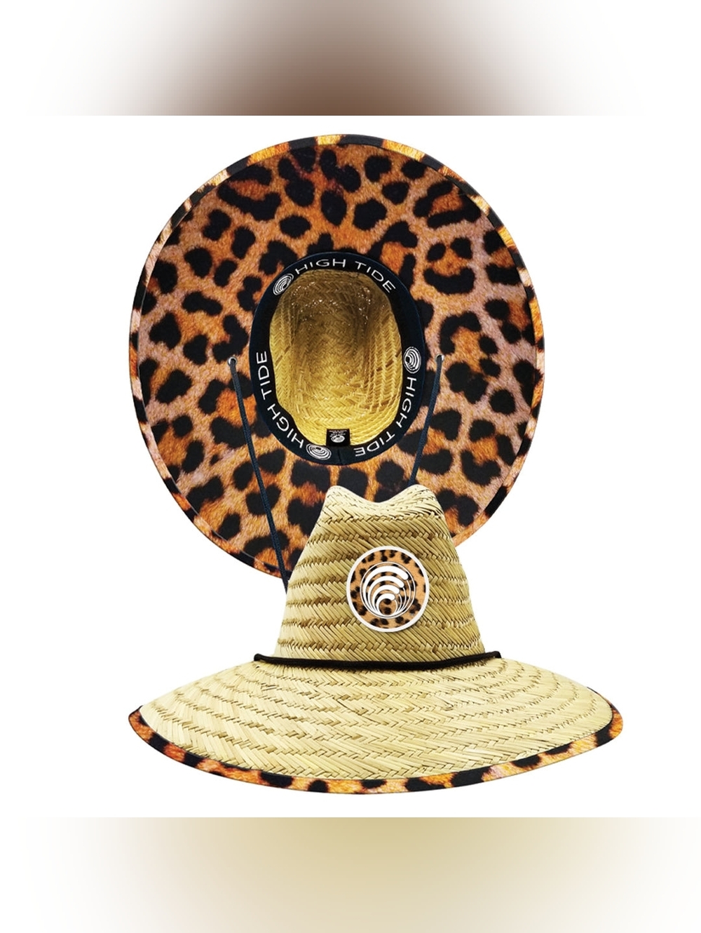 NEW! HIGH TIDE Animal Print Woven Straw Wide Brim Beach Hat Unisex